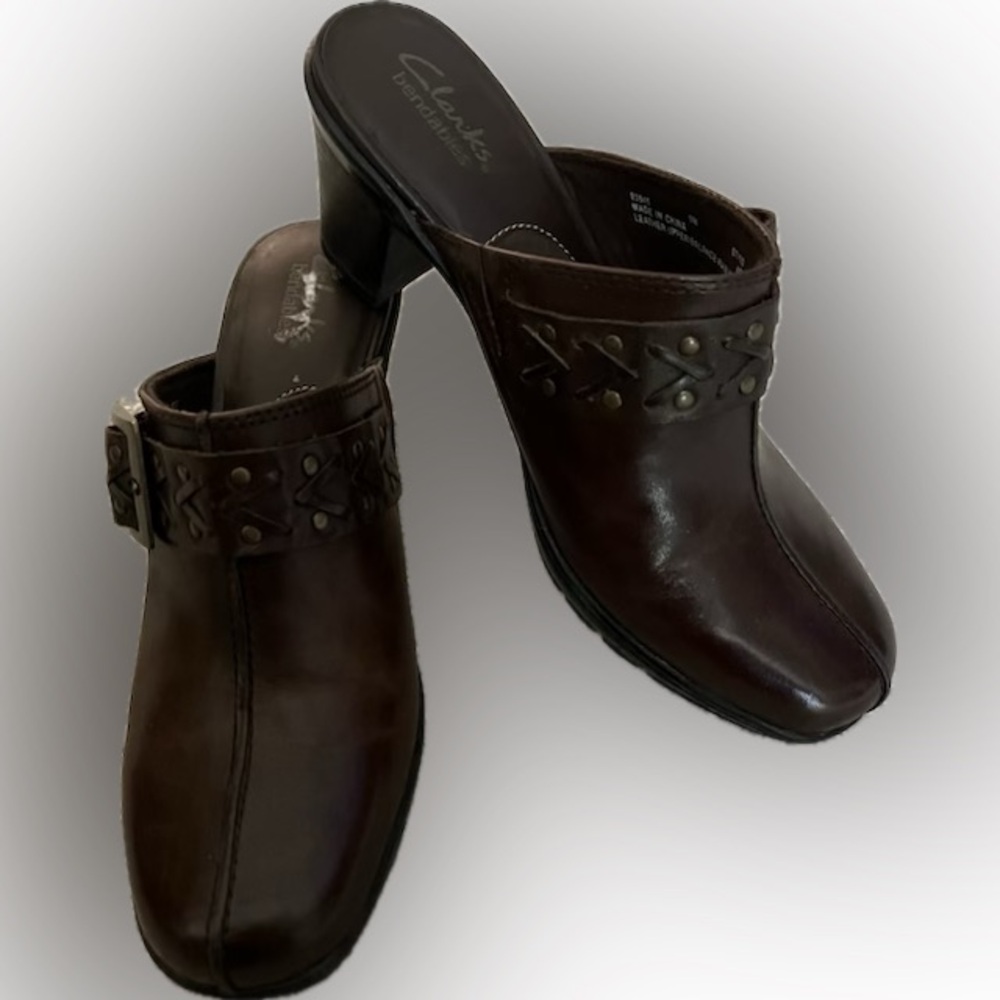 CLARK’S bendable Mirabelle Holly clogs mules Dark Brown